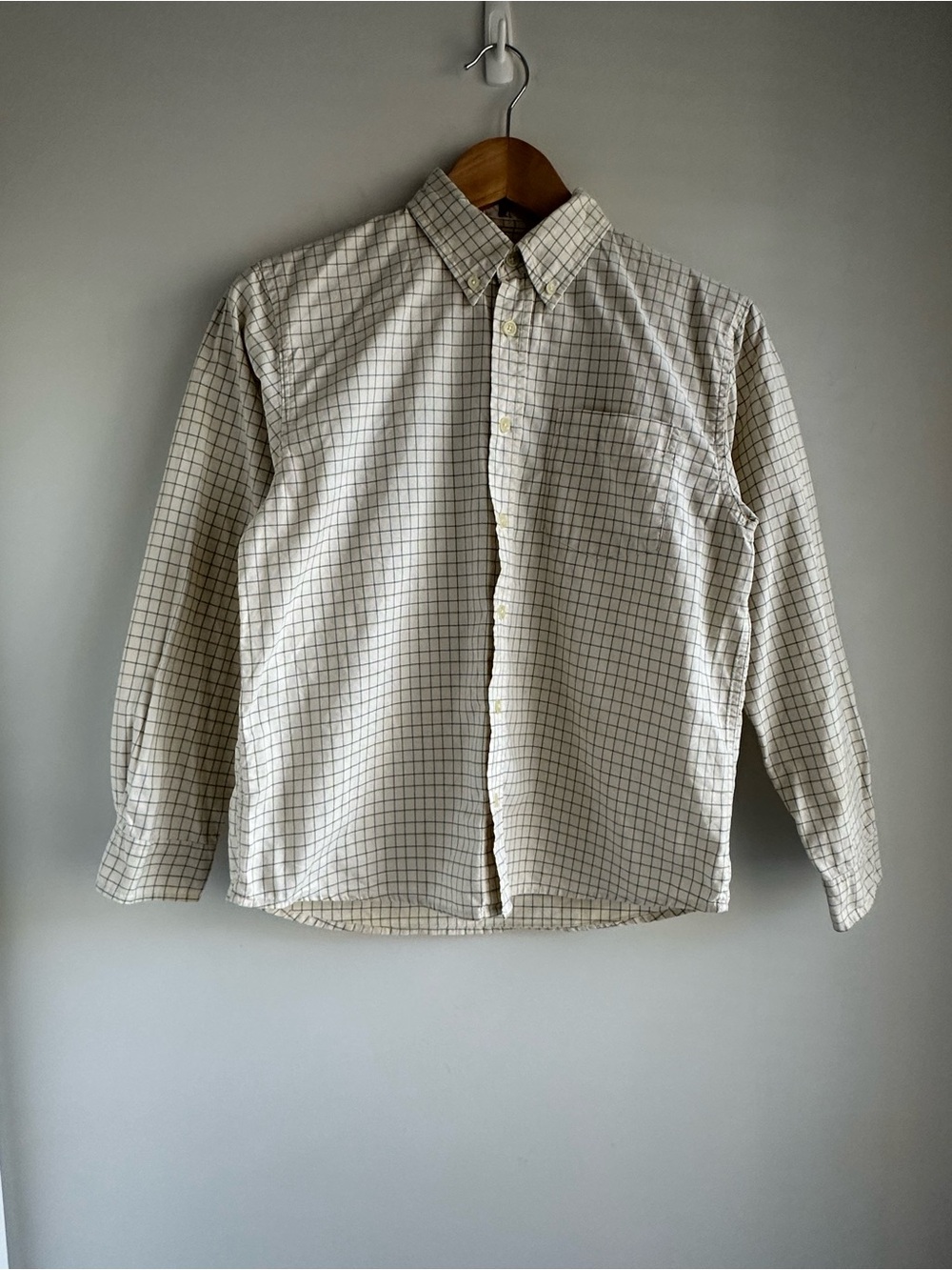 Men's Cream Check Button-Down Shirt